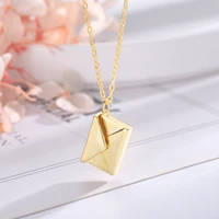 stainless steel envelope necklace for women men gold silver rose color love you letter pendant necklaces couple valentines day