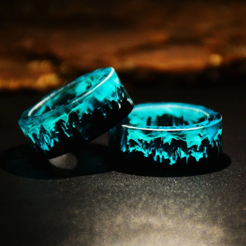 

Resin Magic Forest Ring Transparent Fashion Wood Ring Natural Scenery Epoxy Finger Punk Jewelry Gifts 2021 New Design