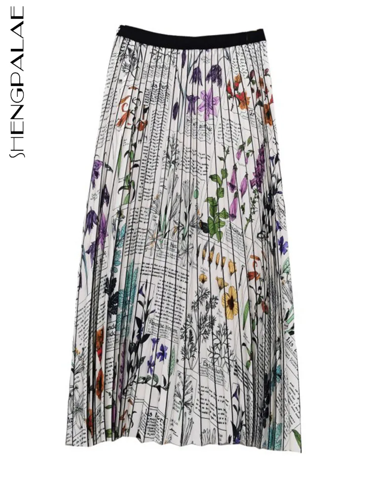 

SHENGPALAE/Милая стильная плиссированная юбка с цветочным принтом, маленькая плиссированная юбка средней длины с эластичной резинкой на талии, ...