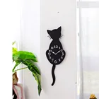 Современные 3D цифровые настенные часы, тихие нетихие кварцевые часы с изображением кота, хвоста, для спальни, домашнего декора, подарок