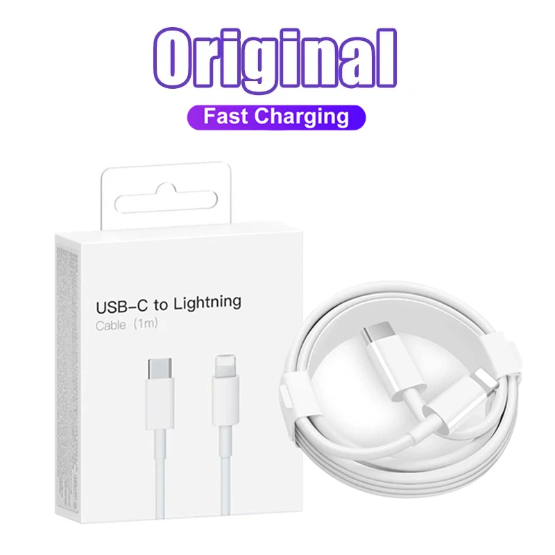 

Original 20W PD Charger Cable for iPhone 14 13 12 11 Pro Max XS XR X 8 Plus SE Fast Charging Cord 1m 2m USB-C to Lighting Cable