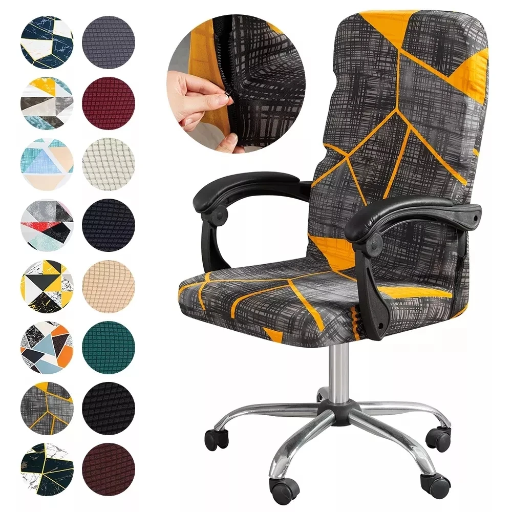 

Geometry Printed Stretch Office Computer Chair Cover Dust-proof Elastic Game Chair Slipcover Rotatable Armchair Protector M/L