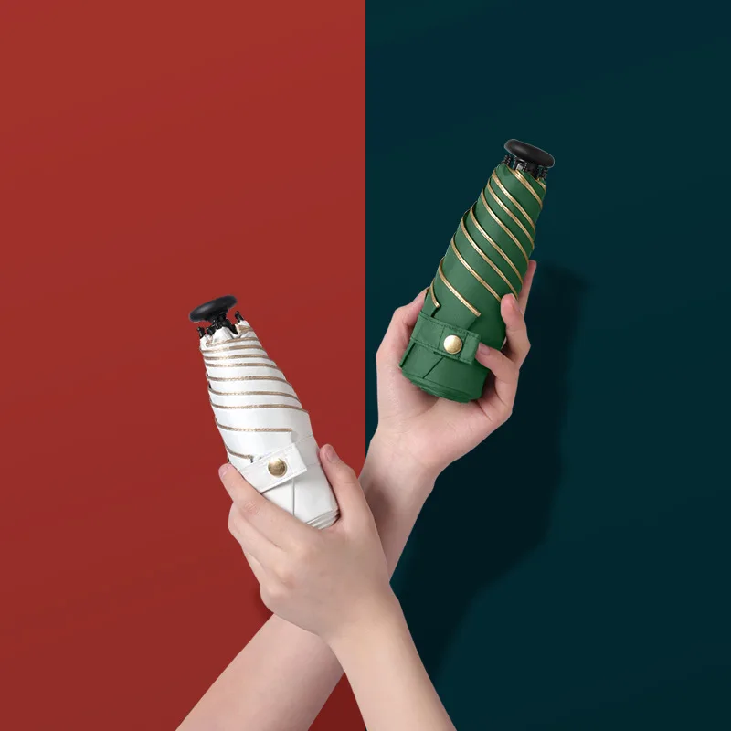 

Mini Gold Glue Sunscreen Thumb Umbrella for Women Flat Pocket Folding Sun and Rain Waterproof Sunproof Small Parasol Umbrella