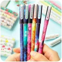 6 pcsset multi style colorful star sky gel pen starry pattern cute cartoon anime roller ball pens stationery fountain pen