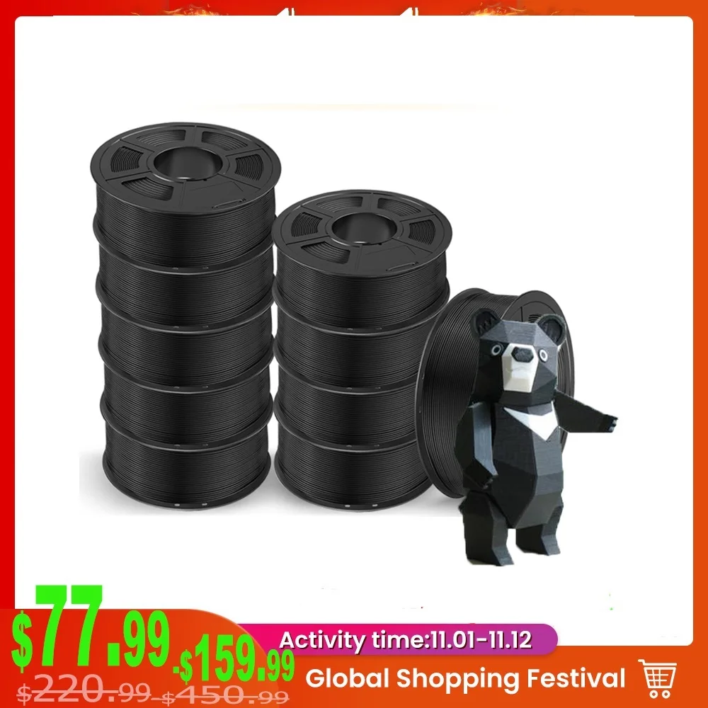 

New PLA PLA PLUS ABS PETG SILK Filament 1.75MM 10 Rolls / Set Refills Non-toxic Fastship 3D Printer DIY Gift