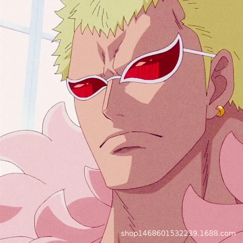 Фото Солнцезащитные очки One Piece Donquixote, очки для косплея Doflamingo, аниме-очки в форме кошачьего глаза для женщин и мужчин, забавный подарок на Рождество, реквизит для вечеринок №2