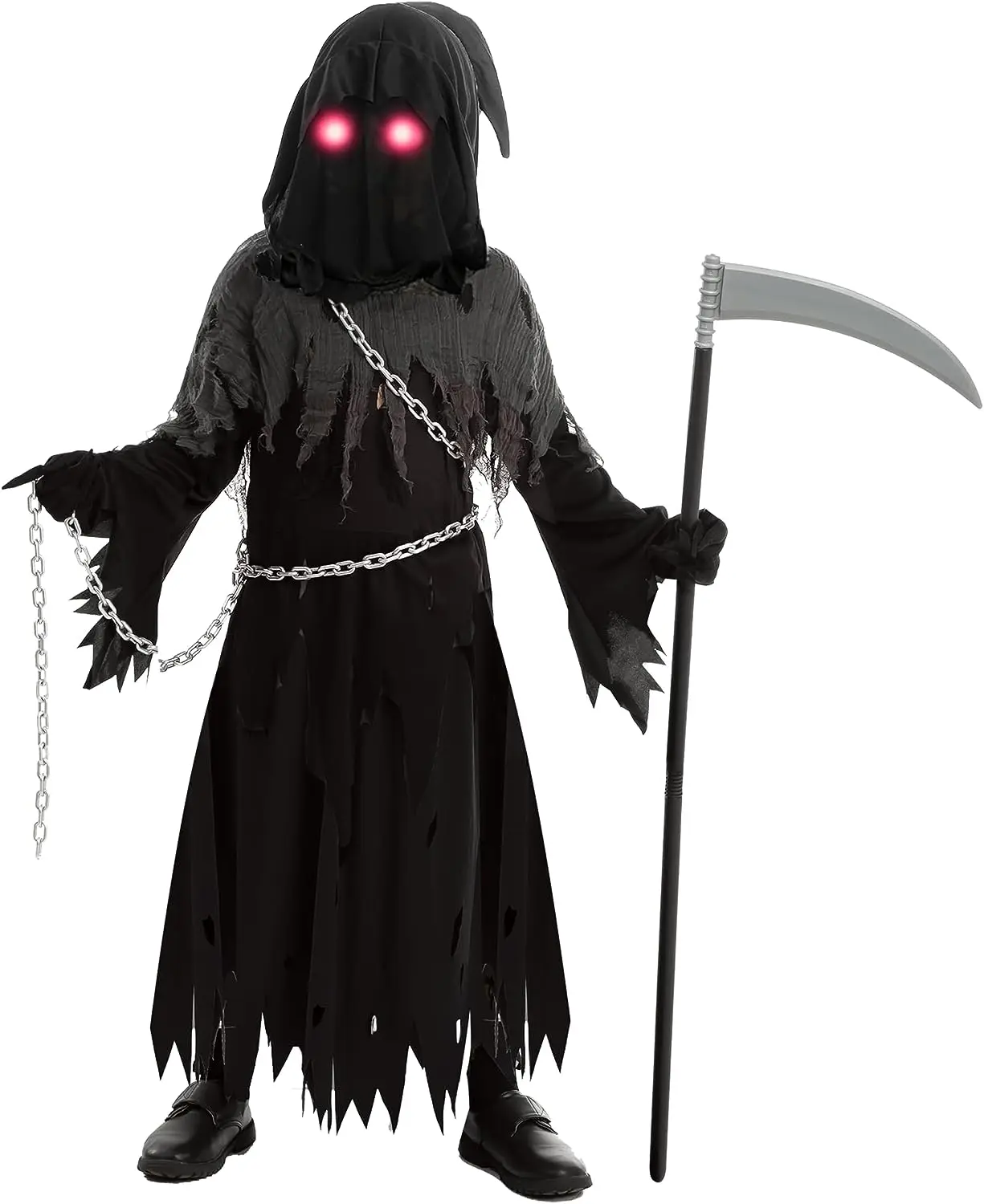 

Spooktacular Creations Child Unisex Glowing Eyes Grim Reaper Costume, Phantom Costume for Creepy Phantom Halloween Costume