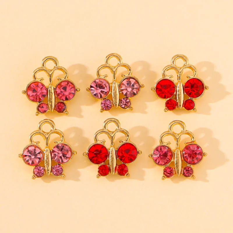 

20Pcs Golden Alloy Fashion Crystal Zircon Butterfly Charms for DIY Necklaces Earrings Pendants Making Jewelry Accessories Craft