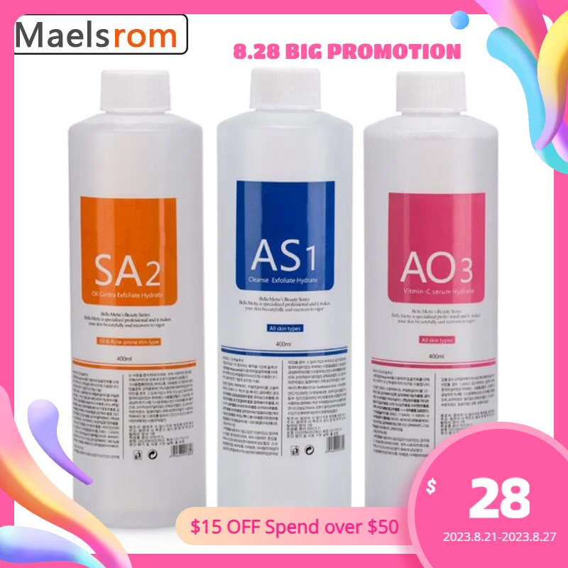 Уход за кожей лица, сыворотка для лица, гидроочищающий раствор для лица 400 мл, AS1 SA2 AO3 для глубокой очистки кожи лица