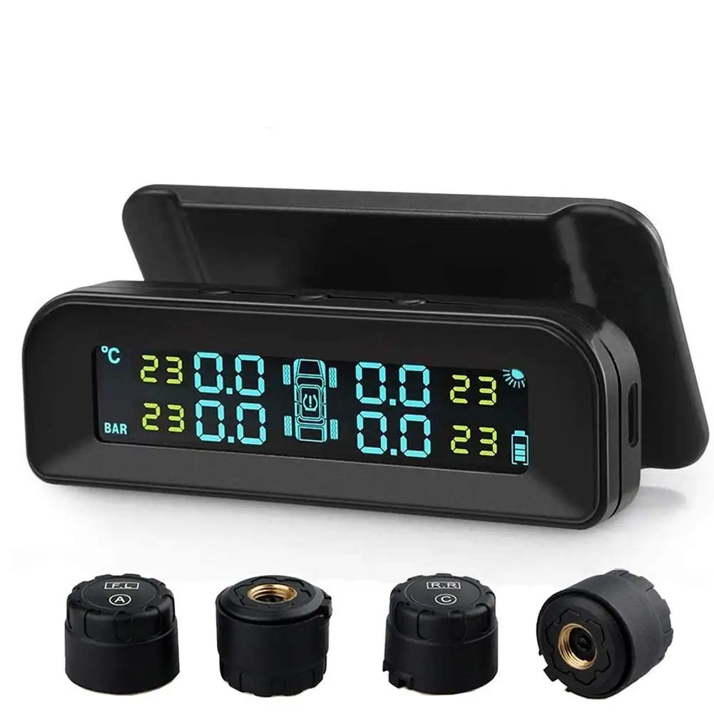 

Tire Pressure Monitor Tpms Tire Pressure Monitoring System Temperature Pressure Lcd Display Auto Alarm Real-time Monitoring