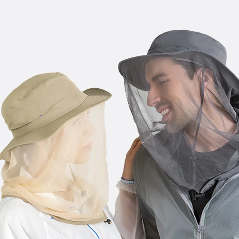 

Outdoor Trekking Gig Brim Sun Hat Mesh Mask Protective Fishing Cap Fisherman Fishing Anti-mosquito Headdress Mushroom Picking