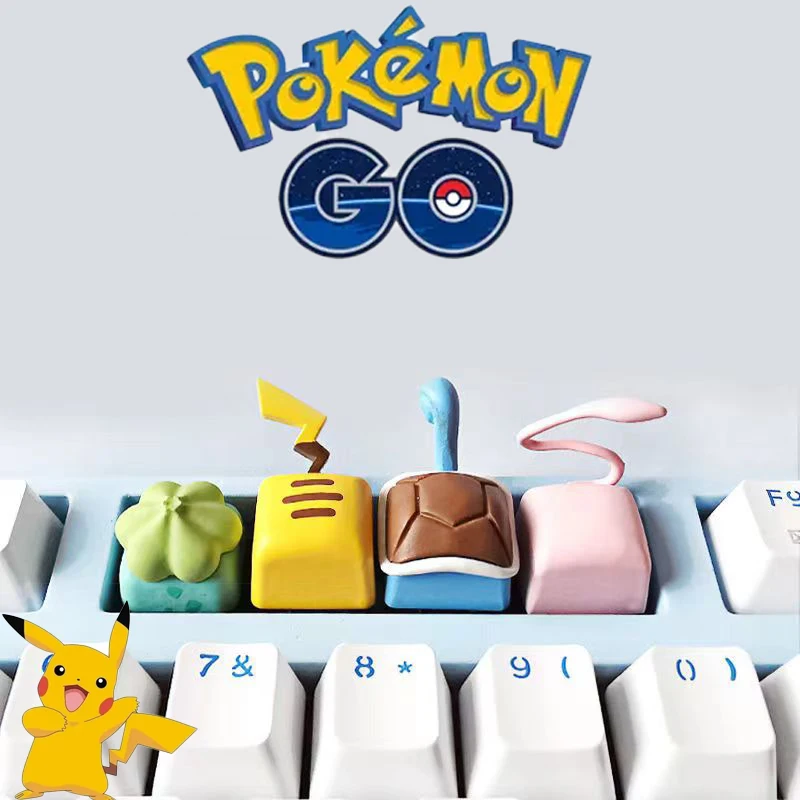 

Pokemon DIY Cross Shaft Keycap Keyboard Keycap Anime Figures Cute Pikachu Squirtle Charmander Model Children Toy Collection Gift