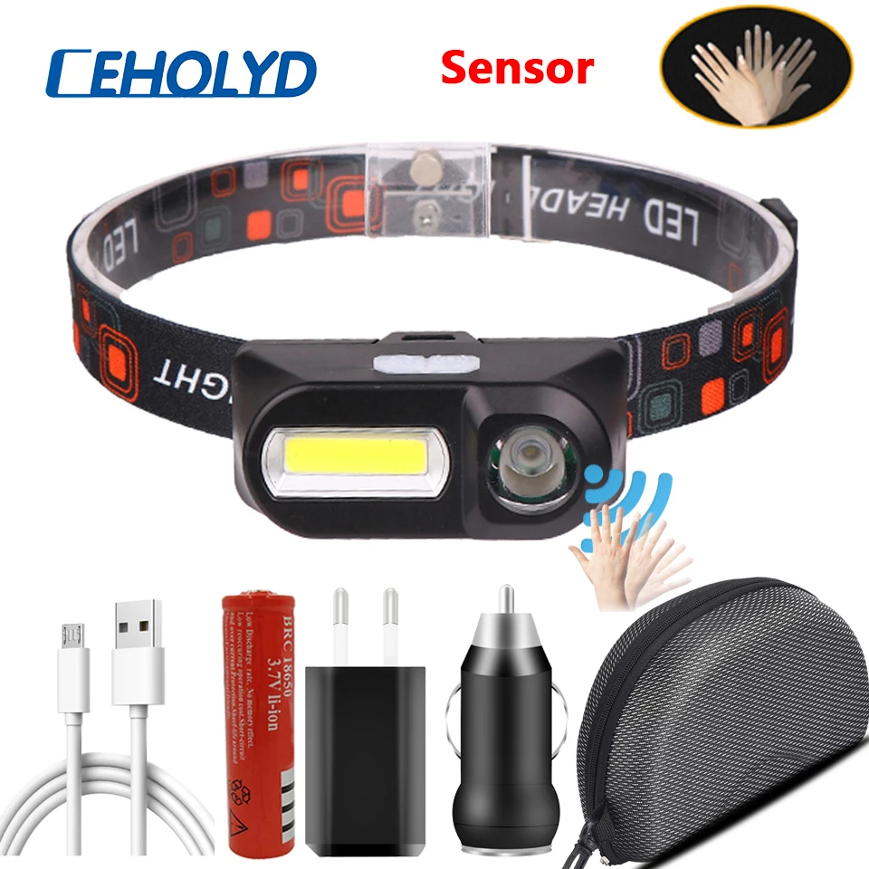 

1804 Sensor XP-G Q5 Headlamp Camping Head Light Lamp by 1* 18650 Rechargeable Battery LED COB Bulbs CEHOLYD Lithium Ion 10w 작업등