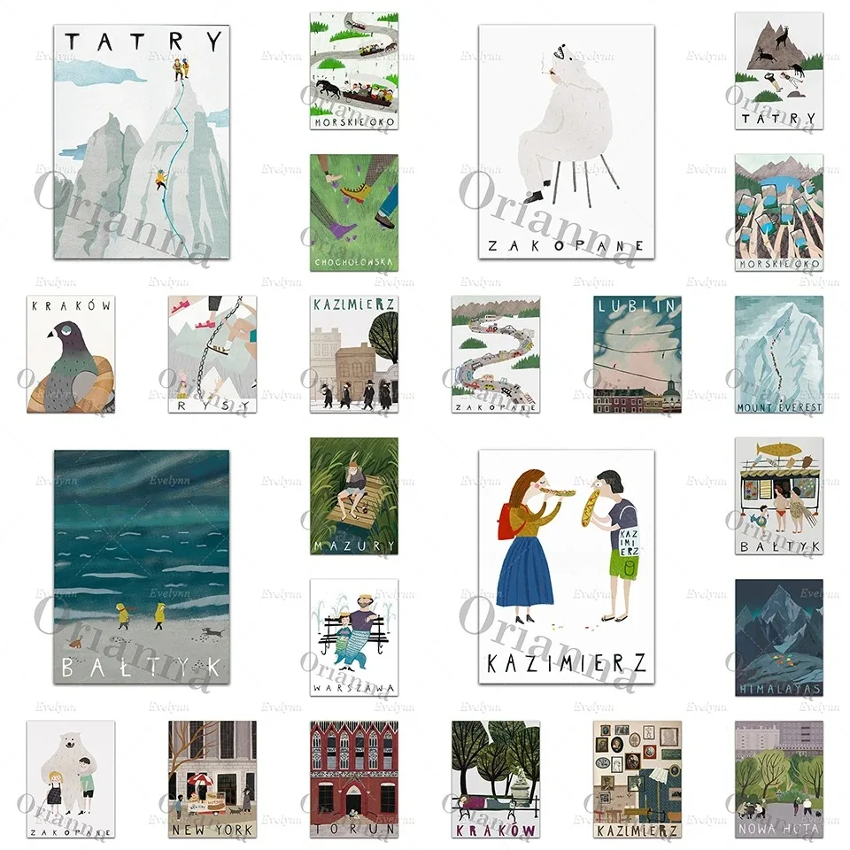 Постер для путешествий в Польшу Украшение стен Татра-горы Zakopane Polska PolandPrintPosterTravel