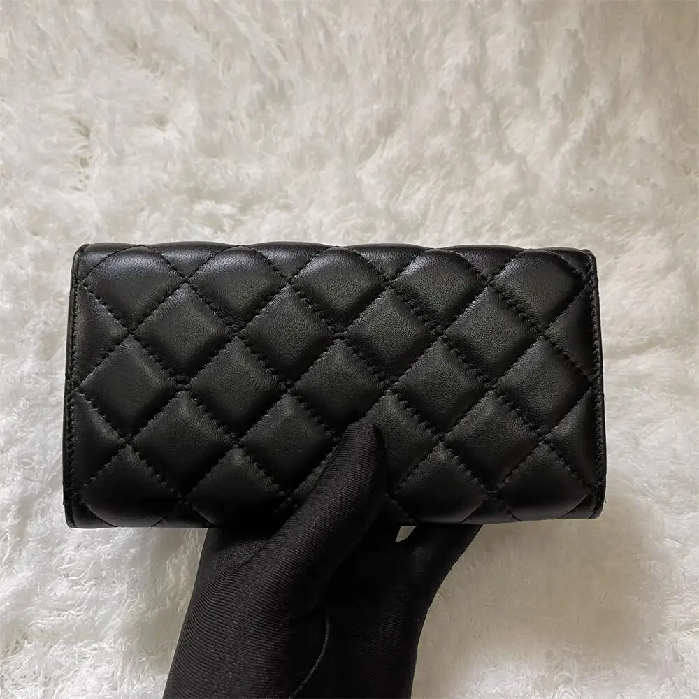 

Womens High Quality Leather Wallet Clutch Bag Cowhide Coin Purse Long Clamshell Wallet Caviar Card Bag Ball Pattern Key Bag