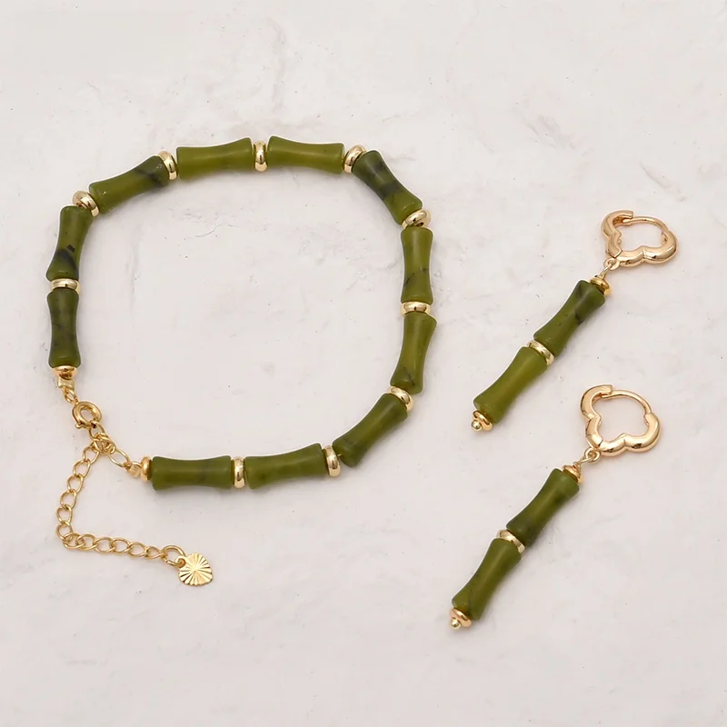 Китайский Sle натуральный камень бамбуковая секция трубка из бисера DIY ожерелье