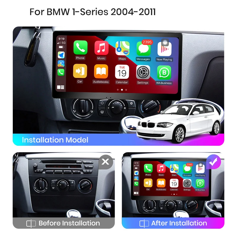 Eunavi 2 Din Android авто радио для BMW 1 серии E88 E82 E81 E87 2004-2011 Автомобильный мультимедийный