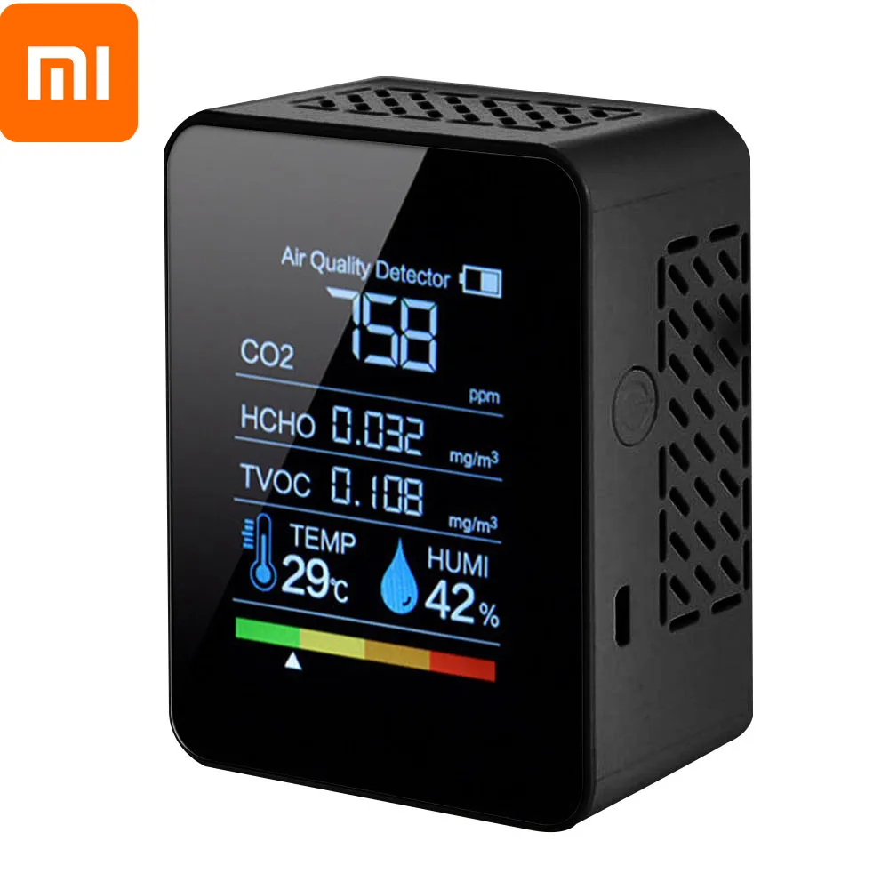 

Xiaomi 5in1 CO2 Meter Digital Temperature Humidity Tester Carbon Dioxide TVOC HCHO Detector Air Quality Monitor New