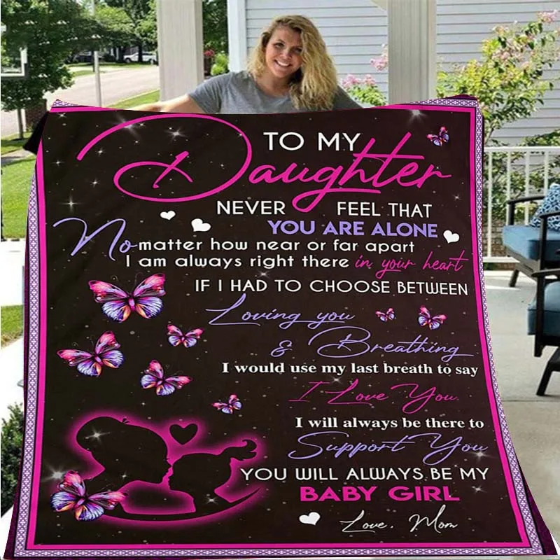 

A Letter From Mom To My Daughter 3D Fully Printed Floral Quilt Flannel Blanket Birthday Gift Valentine's Day Best Gift