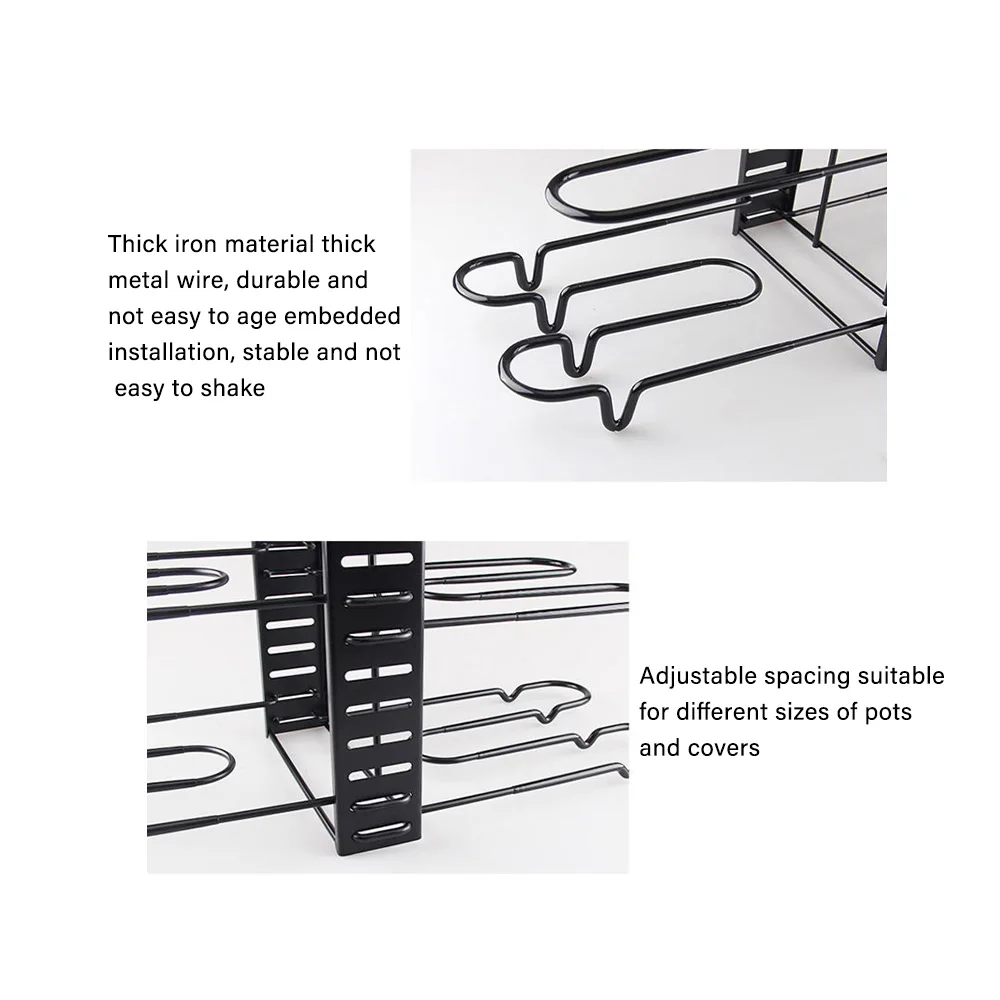 pot rack organizer 5 layer pots and pans organizer adjustable pot lid holders pan rack for kitchen counter and cabinet free global shipping