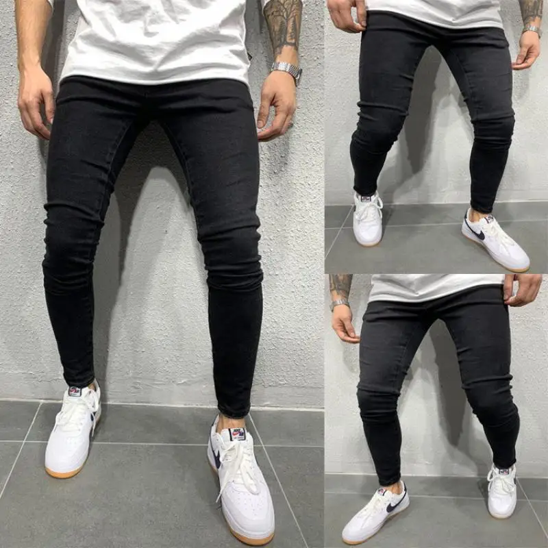 

Men's Fashoin Streetwear Long Pants Trousers Men Slim Fit Pencil Jeans Straight Classic Denim Trousers Casual Male Cowboy Pants
