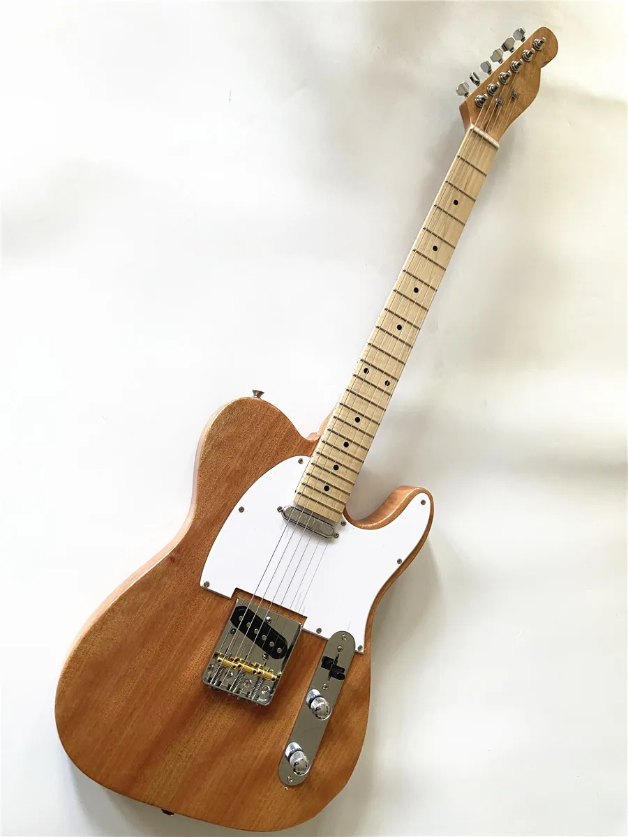 

Custom mahogany original wood color 6 string electric guitar Maple xylophone neck brass bridge free shipping