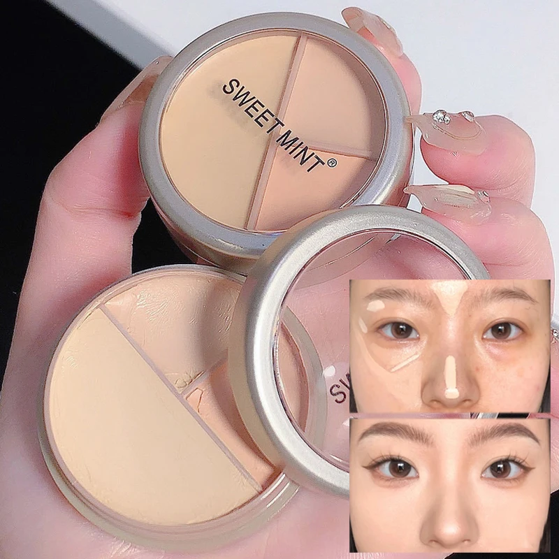 

3 Colors Concealer Cream Palette Makeup Full Coverage Dark Circles Acne Pores Concealer Moisturizing Matte Foundation Cometics