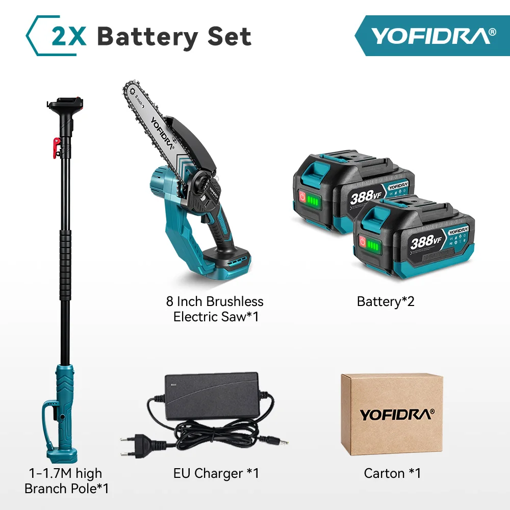 YOFIDRA 8-дюймовая бесщеточная телескопическая электропила для Makita 18В