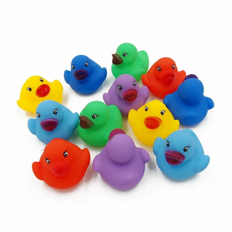 

12 Pcs/Lot Baby Bath Toys Rubber Duck Colorful Quack Ducks for Children Summer Swimming Pools Play Kids Bath Toys for Toddlers