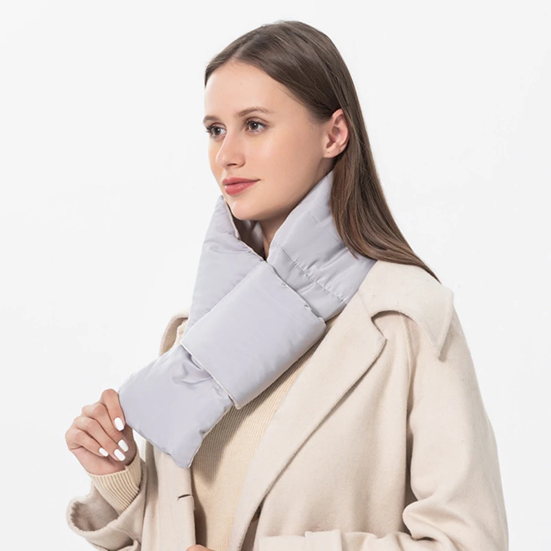 2023 Новый утолщенный теплый пуховой зимний шарф с хлопковой подкладкой женский корейский однотонный нагрудник в стиле Хай-стрит цветной наг...