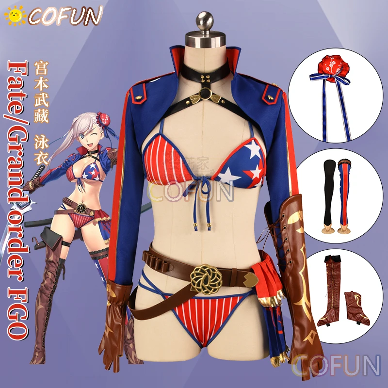 

COFUN Anime Fate/Grand Order FGO Miyamoto Musashi Swimsuit Cosplay Costume Women Sexy Swimsuit Shoes Cover