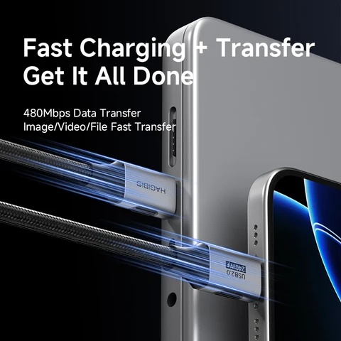 Кабель Hagibis USB C — USB C, зарядное устройство USB Type C, шнур 240 Вт PD3.1, короткая зарядка для iPhone 15/16/17 Pro, ноутбуков, планшетов, автомобилей