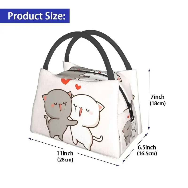 Kawaii Mochi Cat Peach и Goma Hug изолированная сумка для обеда кемпинга путешествий