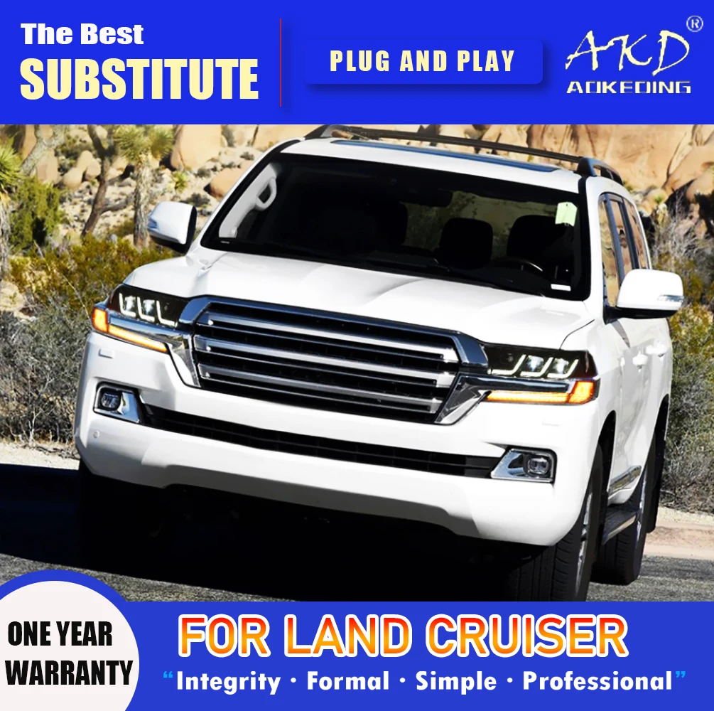 Фара AKD для Toyota Land Cruiser головная фара 2016-2020 фары LC200 DRL сигнал поворота дальний свет