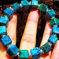 natural malachite azurite green blue bracelet 11mm power cube beads malachite woman men azurite bracelet aaaaaa