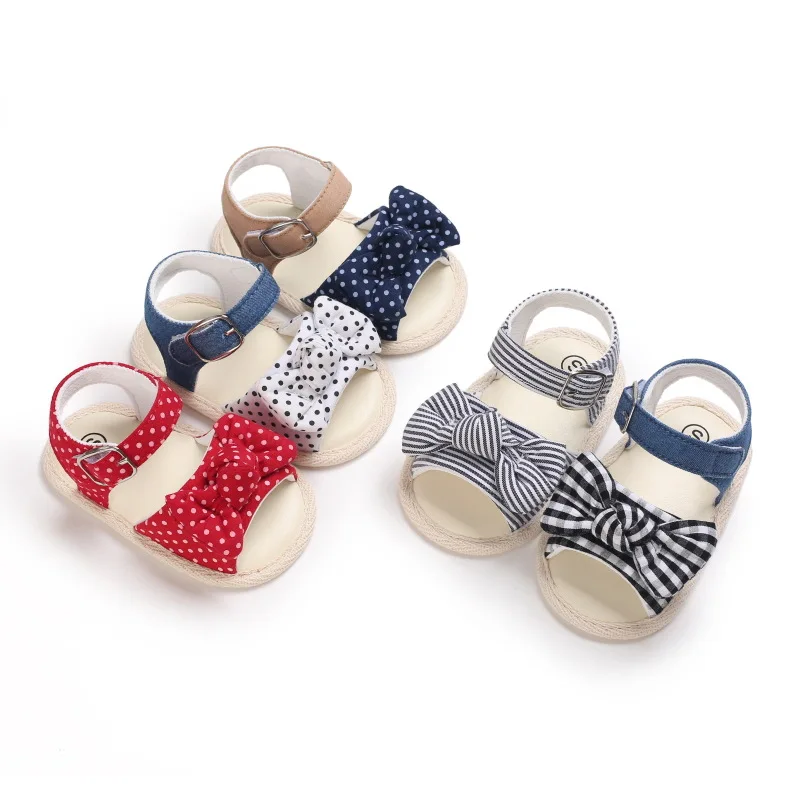 

Summer New Baby Girls Sandals Soft Sole Infant Slippers First Walkers Toddler Princess Shoes Cute Polka-dot Striped Style