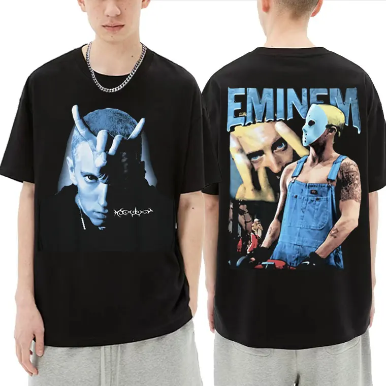 

Rapper Slim Shady Eminem Curtain Call 2 and Anger Management Tour Double Sided Graphic Tshirt Men Rap Hip Hop Fashion T Shirt