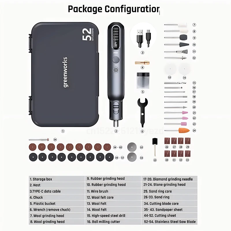 Мини-шлифовальная машина Greenworks беспроводная 8 В 80 Вт 52 шт. шлифовальная