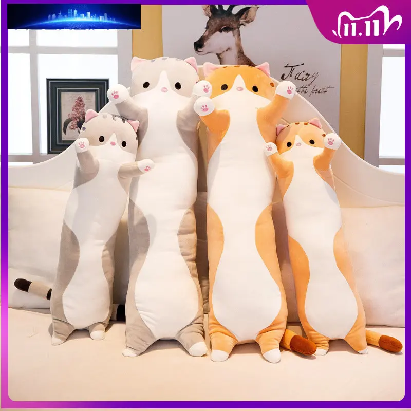 

Sleep Cat Aid Pillow Cute Soft Long Cat Pillow Stuffed Plush Toys Office Nap Pillow Home Comfort Cushion Decor Gift Doll Child