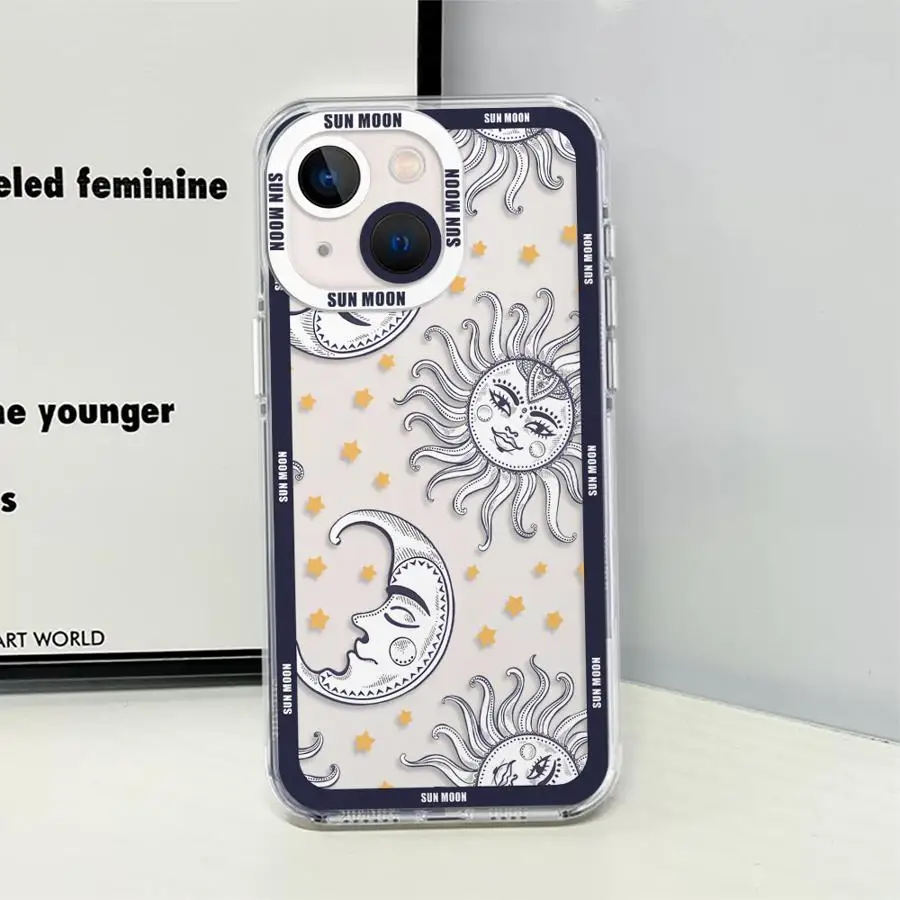 Прозрачный мягкий чехол Sun Moon Stars для Motorola Moto G22 G32 G52 G71 G72 G73 Edge 40 5G телефона