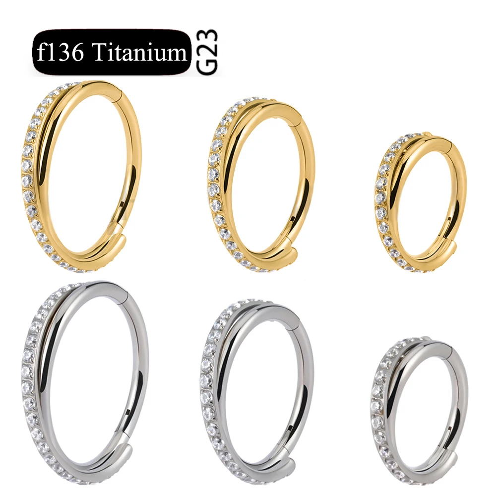 ASTM F136 Titanium Nose Ring Piercing 16g Ear Spiral Hoop Cartilage Earring Hinge Diaphragm Daith Clicker Ring Body Jewelry