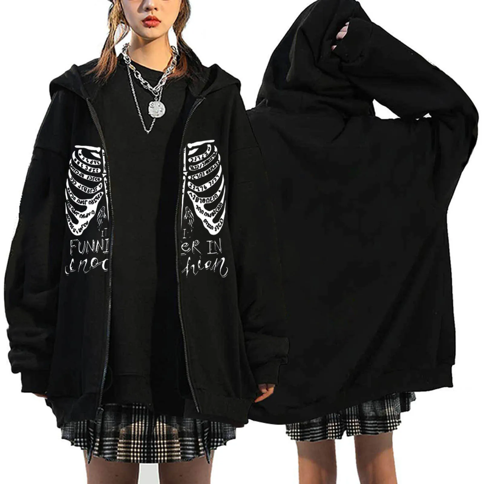 

Womens Oversized Hoodies Pullover Womens Zip Hoodie Sweatshirt Gothic Jacket with Pockets Knitted Hoodies Women