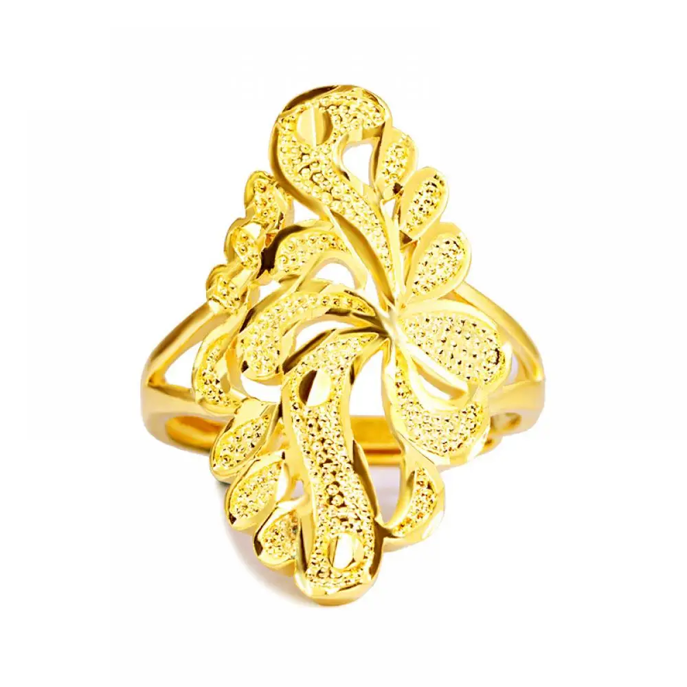 

HOYON Gold jewelry 18K color original New Peacock Open Ring for women wedding Jewelry Gift Gold style Phoenix Adjustable Ring
