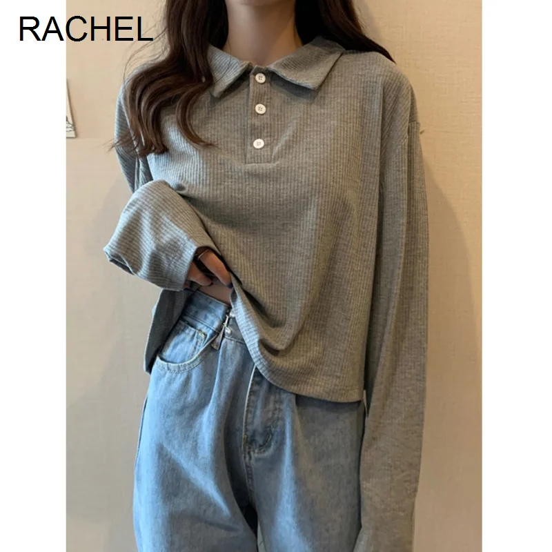 

Lazy Sweater Short Polo Neck Sweater Bottomed Shirt Long Sleeved Upper Garment 2021 New Women's Autumn Fashion