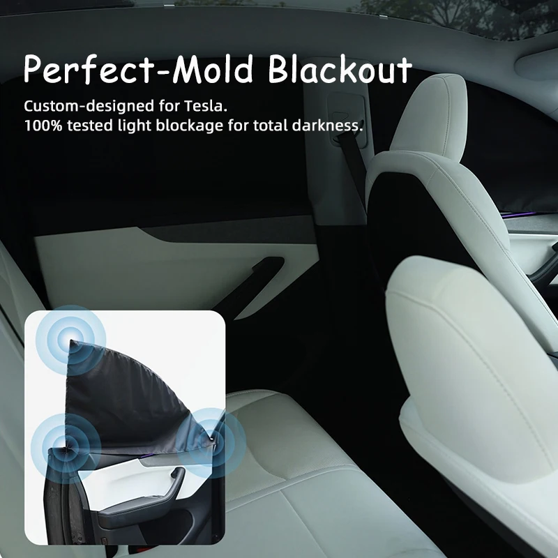 Фото Солнцезащитные шторки для боковых окон Tesla Model Y Juniper и Model 3 Highland, 4 шт., для кемпинга и отдыха в полдень №3