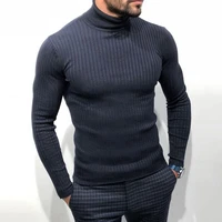 autumn winter mens sweater new high neck black knitted sweater trendy slim bottoming shirt solid color pullover turtleneck