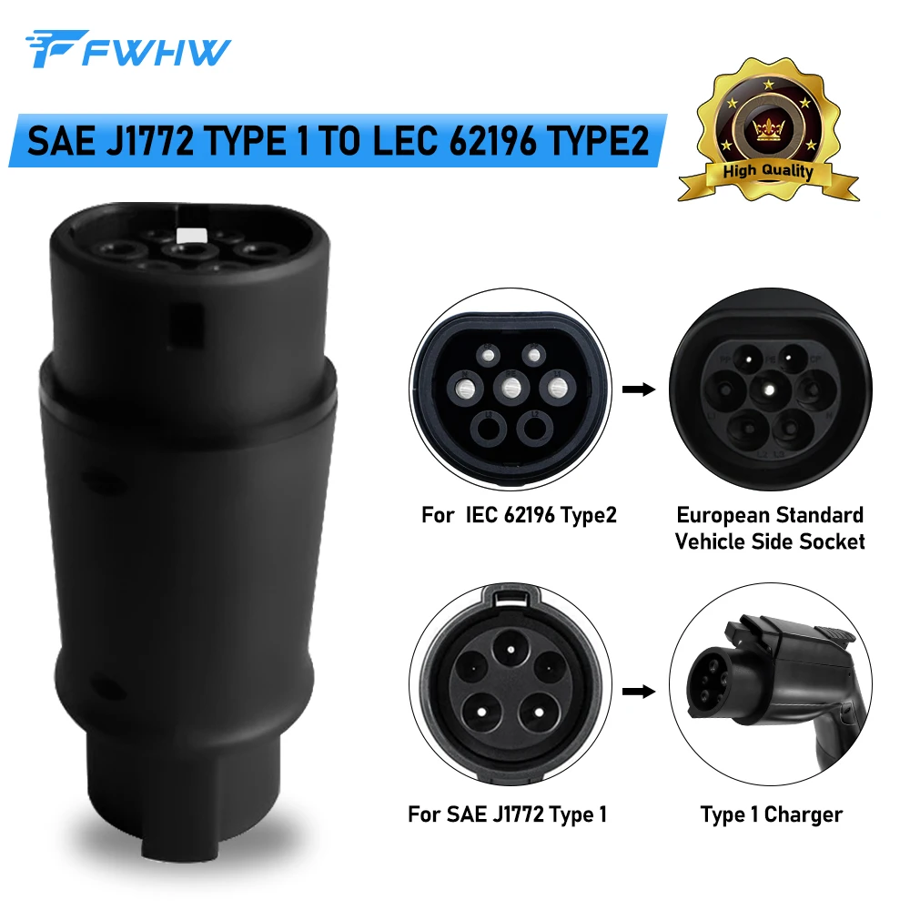 

Type 1 to Type 2 EV Charger Adapter Type1 to Tesla Plug EVSE Charger Connector J1772 to Tesla Charging Adapter