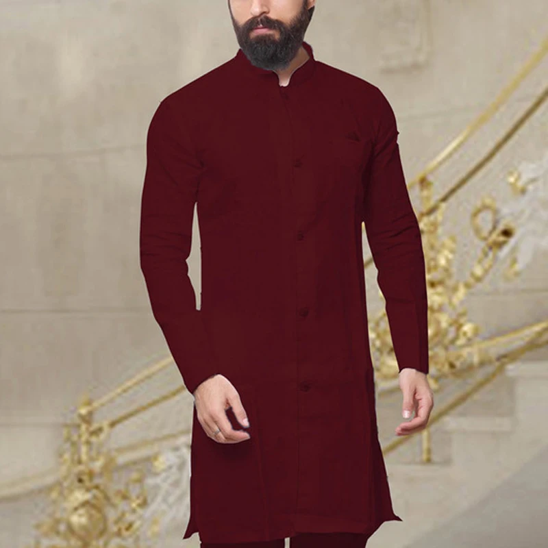 Мужская модная африканская одежда Kurta футболка турецкого Дубая мусульманская с