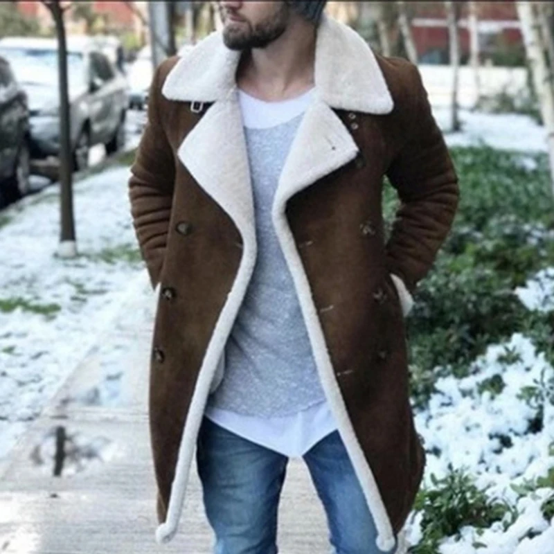 

New Men's Autumn and Winter Thick Coat Medium Long Warm Coat Fashion Male Streetwear Clothing Man Casual Overcoat