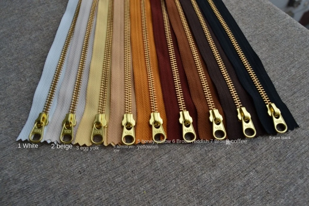 

Special YKK Zipper for 30CM Cases and Bags, 5 # Gold and Copper Closed Tail Fabric, Manual Leather Goods, Metal